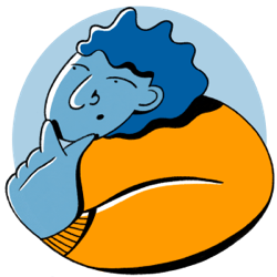 A woman holds her chin and is thinking